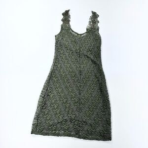 Free people foiled again olive green lace body con mini dress S
